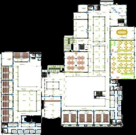 Ground floor plan of the college with main entrance, exit, service entry and fire exit marked.